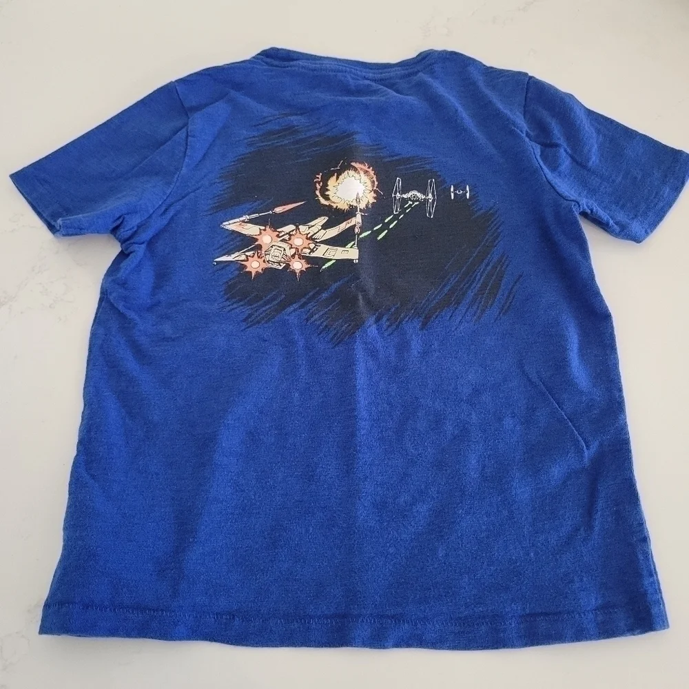 Gap Star Wars Blue Short-Sleeve Tee T-Shirt Size Boys Small X-wing 100% Cotton